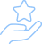 Main et Étoile Bleue : Icône de Qualité et Excellence Icône bleue d'une main ouverte soutenant une étoile, évoquant le succès, l'excellence et le service client.