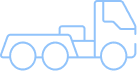 Icône Camion Tracteur Semi-Remorque en Ligne Bleue Icône minimaliste bleue d'un tracteur de semi-remorque avec châssis et cabine de camion.