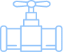 Icône Vanne de Plomberie Bleue - Symbole de Robinetterie Icône de vanne sur un tuyau en bleu clair, style filaire minimaliste pour plomberie et industrie.